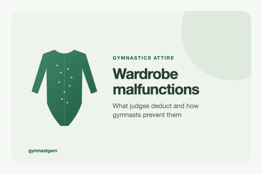 Illustration of a long-sleeved gymnastics leotard with the title Wardrobe malfunctions